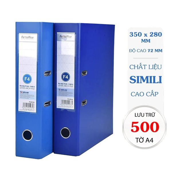 Bìa còng F4-A4, lưu trữ 500 tờ, gáy 70mm, Thiên Long Flexoffice FO-BC08