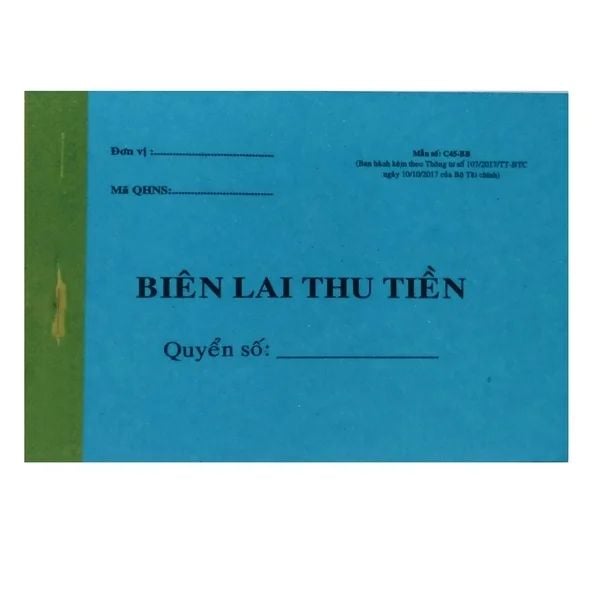Biên lai thu tiền 2 liên 9 × 14 cm, 50 bộ