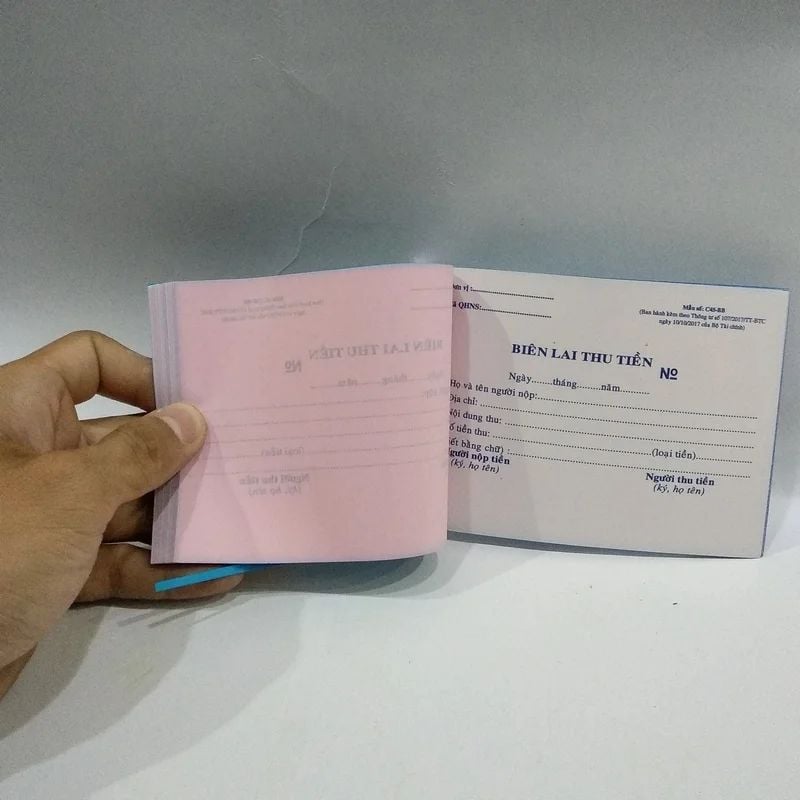 Biên lai thu tiền 2 liên 9 × 14 cm, 50 bộ