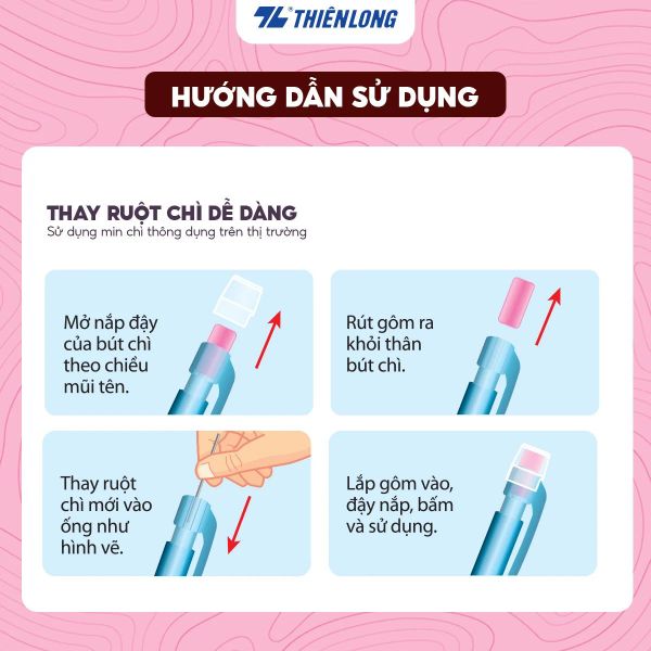 Bút chì bấm Thiên Long PC-018 HB 0,5 mm hộp 20 cây