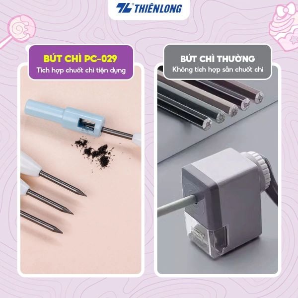 Bút chì bấm Thiên Long PC-029 tích hợp chuốt chì