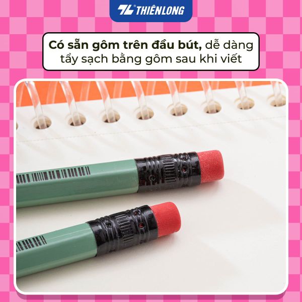 Bút chì gỗ 2B Flexoffice FO-GP02 có gôm, hộp 12 cây