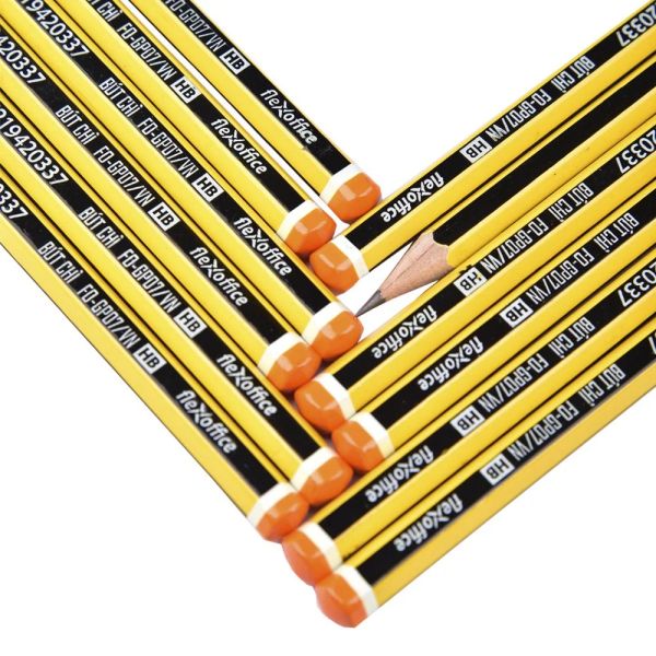 Bút chì gỗ HB Flexoffice FO-GP07/VN có gôm, hộp 12 cây