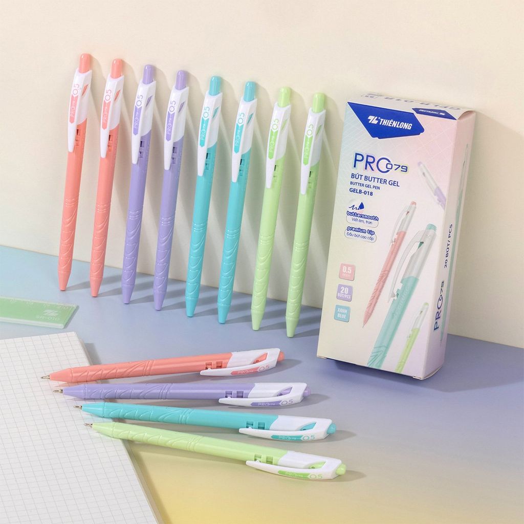 Bút Gel B Butter Gel PRO-079 Thiên Long GELB-018 – Ngòi 0.5mm, Mực Xanh