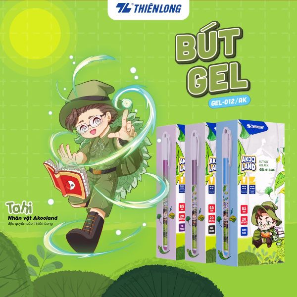 Bút Gel Thiên Long GEL-012/AK – Nét 0.5mm, Nhân vật Akooland Tahi