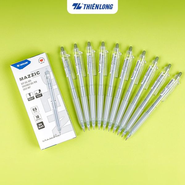 Bút gel xóa được Thiên Long GELE-007 | Ngòi 0.5mm, Mực Xanh/Đen/Tím