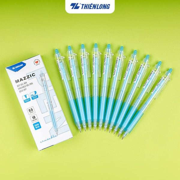 Bút gel xóa được Thiên Long GELE-007 | Ngòi 0.5mm, Mực Xanh/Đen/Tím