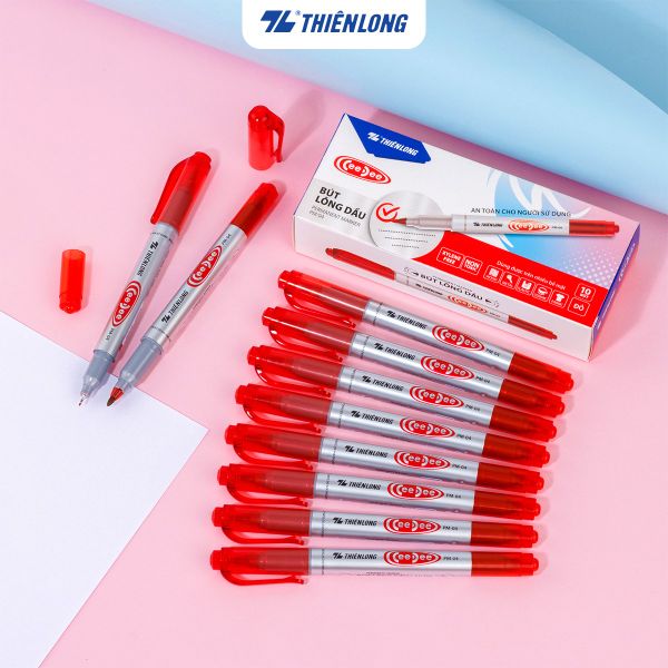 Bút lông dầu Thiên Long PM-04 – 2 đầu 0.4mm & 1mm, mực đậm rõ nét