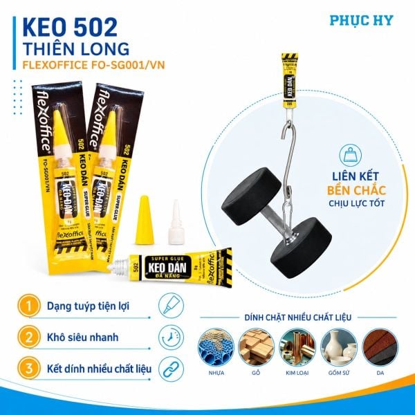 Keo 502 Thiên Long FlexOffice FO-SG001/VN 3g – Keo đa năng siêu dính