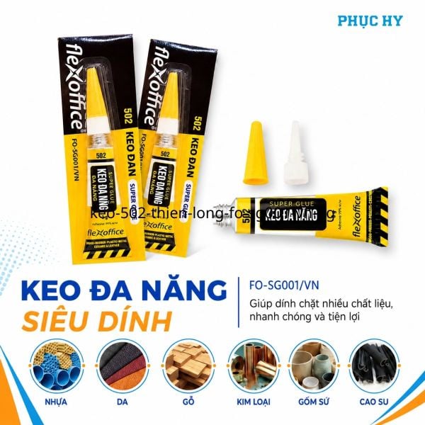 Keo 502 Thiên Long FlexOffice FO-SG001/VN 3g – Keo đa năng siêu dính