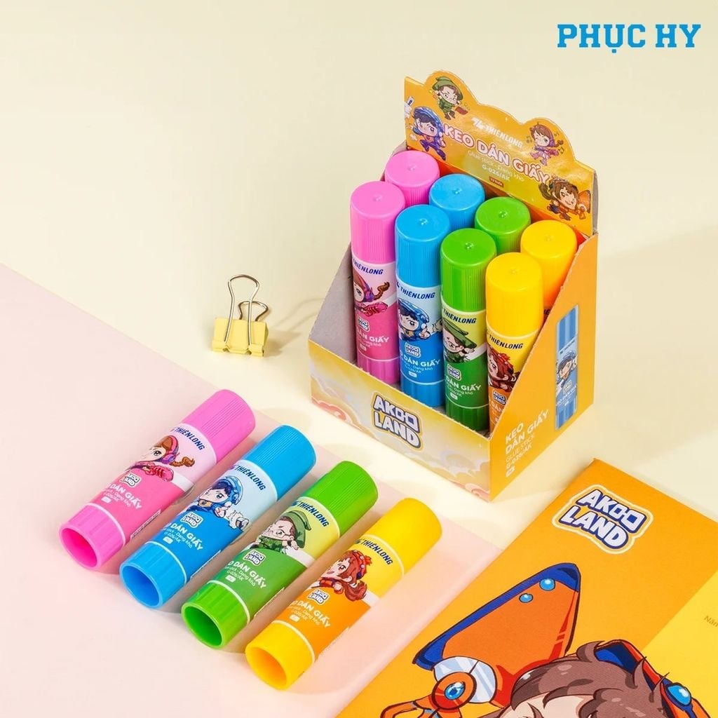Keo khô Thiên Long G-026/AK 8 g Akooland nhiều màu kèm hộp trưng bày