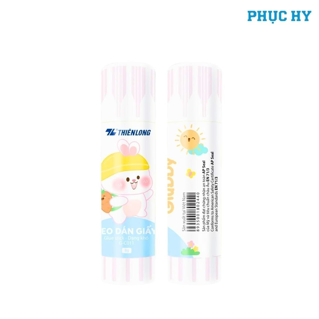 Keo khô trắng Colokit G-C011 8g mặt trước và sau với họa tiết ngẫu nhiên