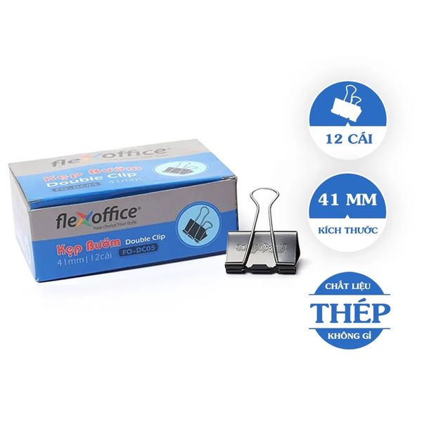 Kẹp bướm 41mm Flexoffice FO-DC05 – Hộp 12 cái
