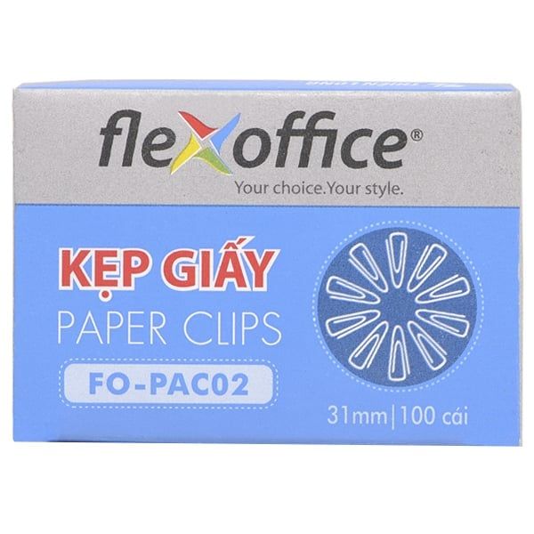 Kẹp Giấy 31 mm FlexOffice FO-PAC02 – 100 cái/hộp