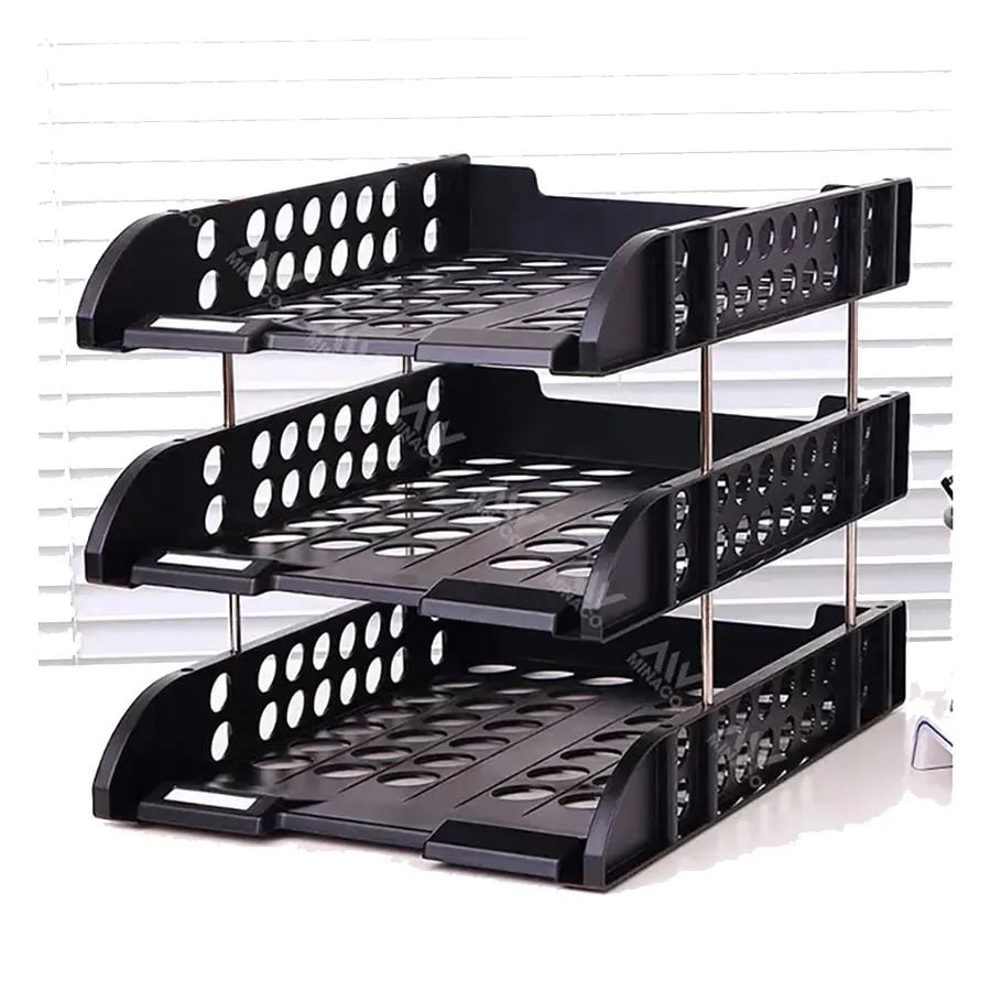 Khay hồ sơ 3 tầng Deli 9217 màu xám