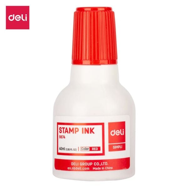 Mực dấu Deli 9874 40 ml màu đỏ
