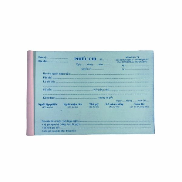 Phiếu chi 3 liên NY 13 × 19 cm, 50 bộ