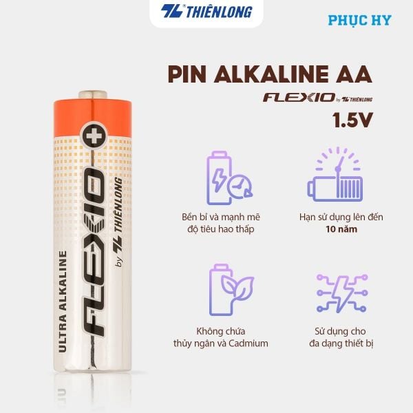 Pin Alkaline AA Thiên Long Flexio 1.5V – Vỉ 2, 4, 6 viên