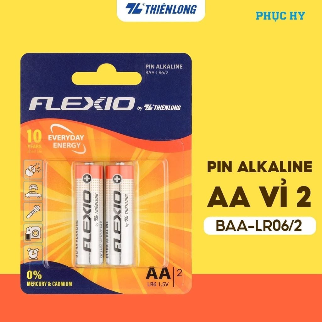 Pin Alkaline AA Thiên Long Flexio 1.5V – Vỉ 2, 4, 6 viên