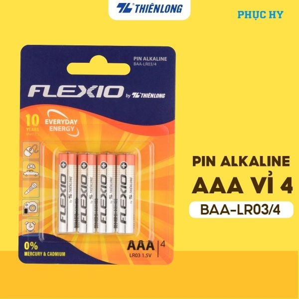 Pin Alkaline AAA Thiên Long Flexio 1.5V – Vỉ 2, 4, 6 viên