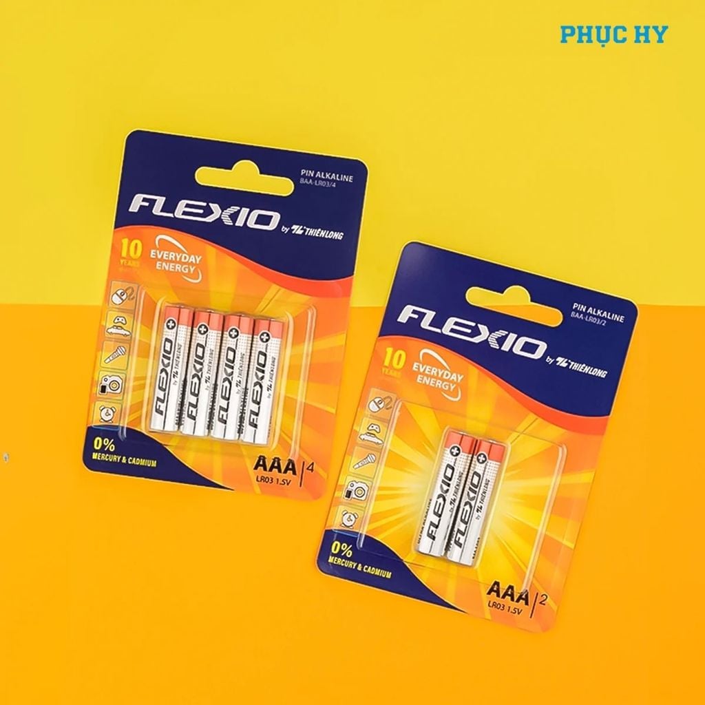 Pin Alkaline AAA Thiên Long Flexio 1.5V vỉ 2 và vỉ 4 viên