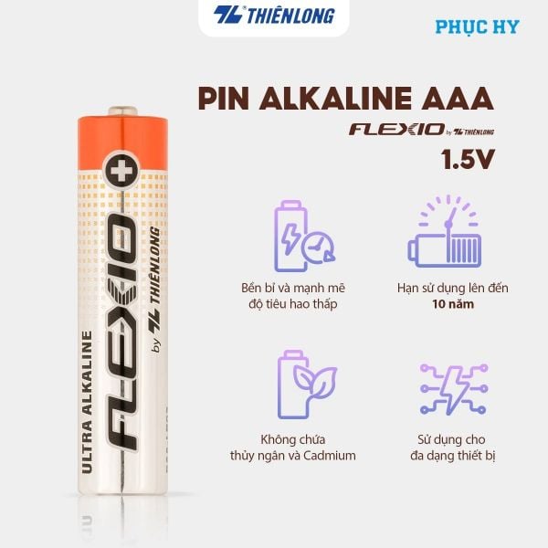 Pin Alkaline AAA Thiên Long Flexio 1.5V – Vỉ 2, 4, 6 viên