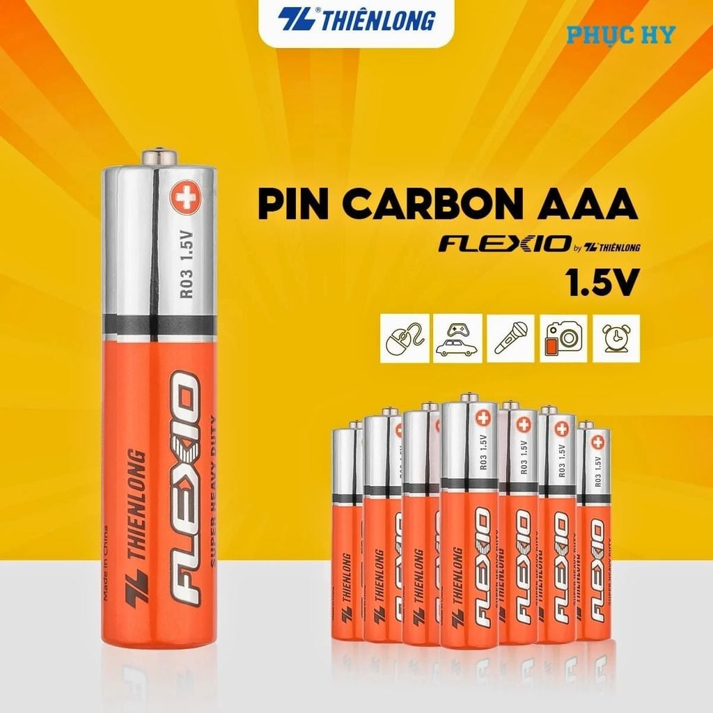 Pin Carbon AAA Thiên Long Flexio 1.5V lốc 4 viên BAC-R03/4