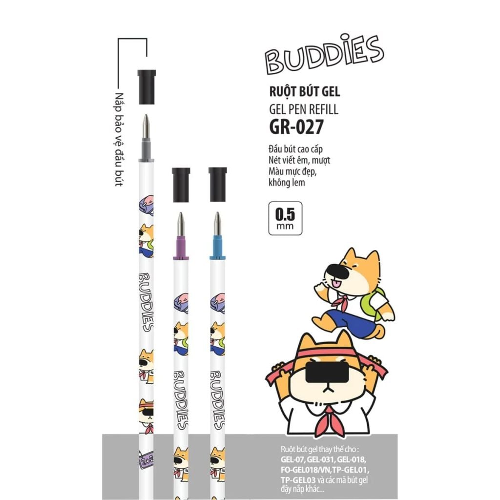 Ruột bút gel Buddies Thiên Long GR-027 0,5 mm