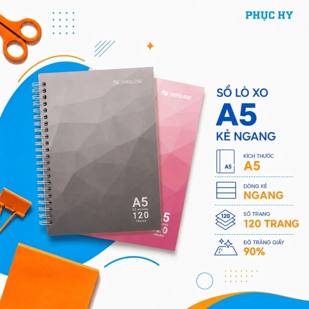 Sổ lò xo A5 Thiên Long MB-011 kẻ ngang 120 trang giấy 100gsm