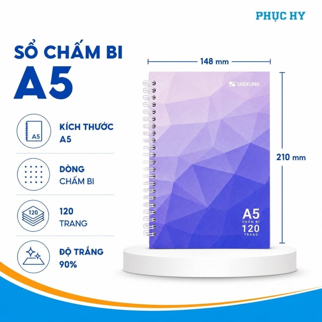 Sổ lò xo chấm bi A5 Thiên Long MB-017