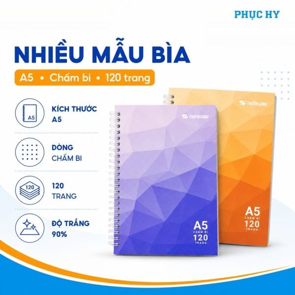Sổ lò xo chấm bi A5 Thiên Long MB-017 120 trang 100gsm