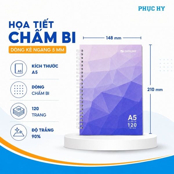 Sổ lò xo chấm bi A5 Thiên Long MB-017 120 trang 100gsm