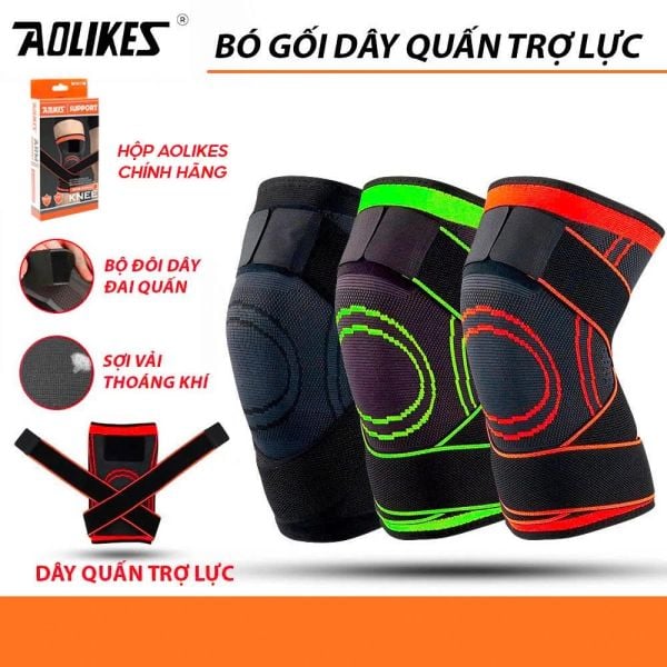  Bó gối có dây quấn trợ lực vải dệt kim 3D thoáng khí Aolikes AL7720 