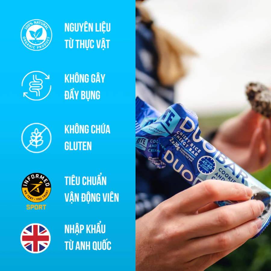  Thanh Năng Lượng OTE Duo Bar vị Cookie & Cream - Dinh Dưỡng Thể Thao 