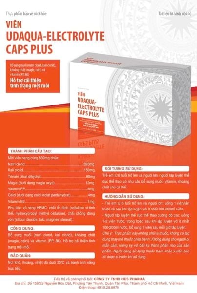  1 Hộp/30 Viên Muối Udaqua-Electrolyte Caps Plus – Hỗ Trợ Cải Thiện Tình Trạng Mệt Mỏi 