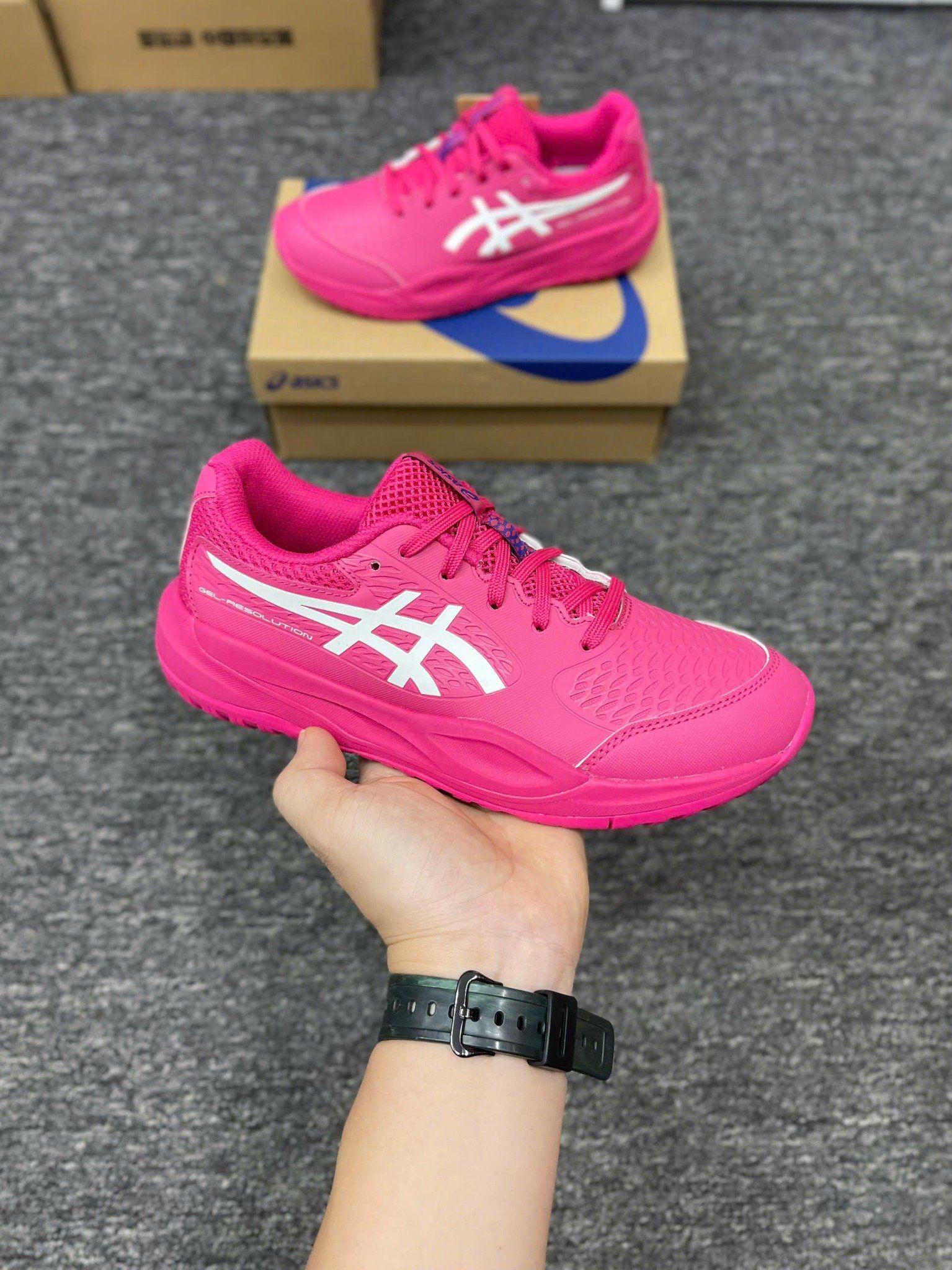  Giày Pickleball Asics Gel-Resolution X GS Hồng Đỏ Nữ 1044A081-700 