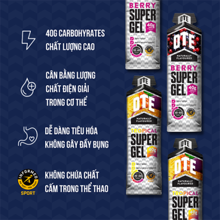  OTE Super Gel - Gel Năng Lượng Dạng Lỏng Dễ Ăn, Hương Vị Tự Nhiên, Dễ Dàng Tiêu Hóa 