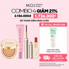  Bộ Trang Điểm Nàng Xuân, Phấn nước Premium, Má hồng sữa baby cheek, Chuốt mi, Son thỏi LoveMOI 