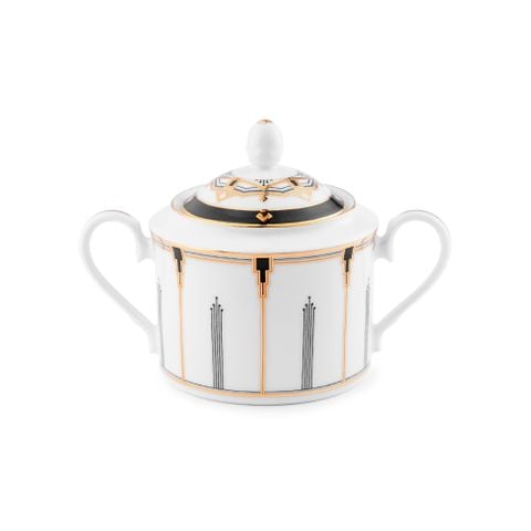  Bình (hũ) đường có nắp đậy dung tích 360ml sứ trắng | Noritake Empire Gold 1786L - 91027 