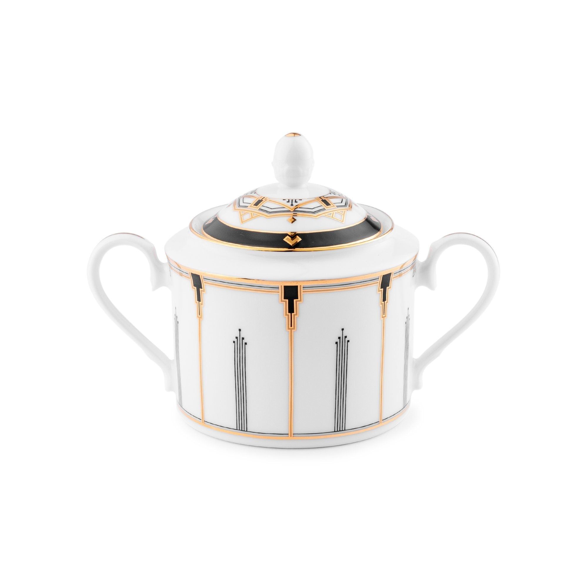 Bình (hũ) đường có nắp đậy dung tích 360ml sứ trắng | Noritake Empire Gold 1786L - 91027