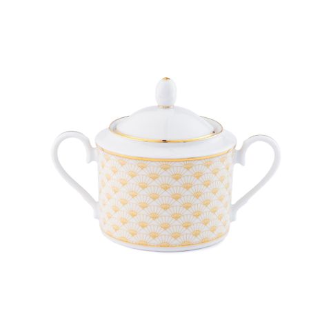 Bình (hũ) đường có nắp đậy dung tích 360ml sứ trắng | Noritake Trocadero Gold 1787L - 91027 