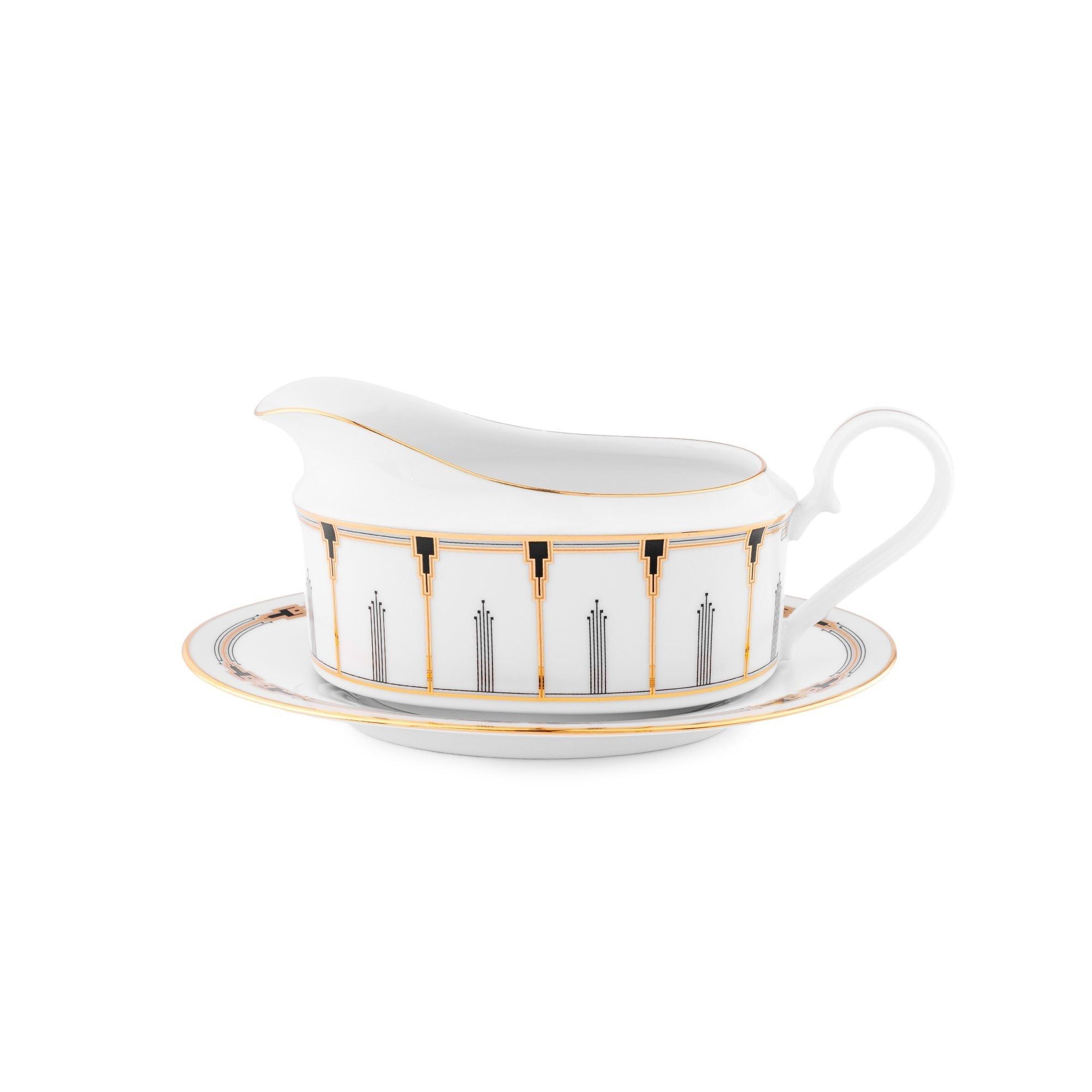 Bình (hũ) đựng nước xốt dung tích 500ml kèm đĩa lót | Noritake Empire Gold 1786L - 91048