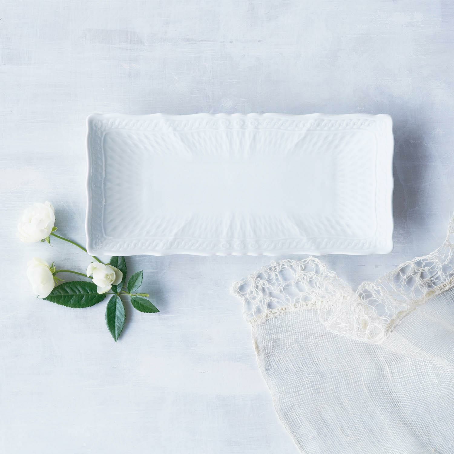 Đĩa hình chữ nhật dài 27cm sứ trắng cao cấp | Noritake Cher Blanc 1655L - 94800