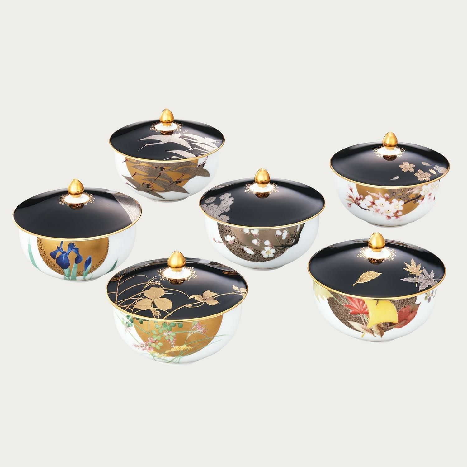 Bộ 6 chén trà (tách trà) 150ml kèm nắp đậy | Noritake Shikisai Rondo 1690-AS-N2152