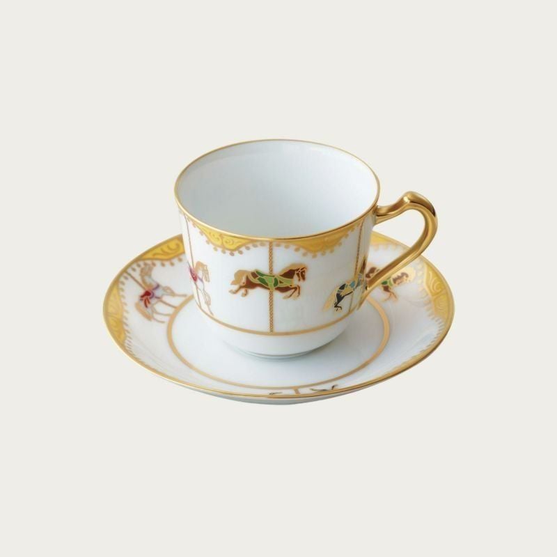 Chén trà (tách trà) nhỏ dung tích 175ml kèm đĩa lót sứ trắng Nhật Bản | Noritake Carousel 1901 - 57C