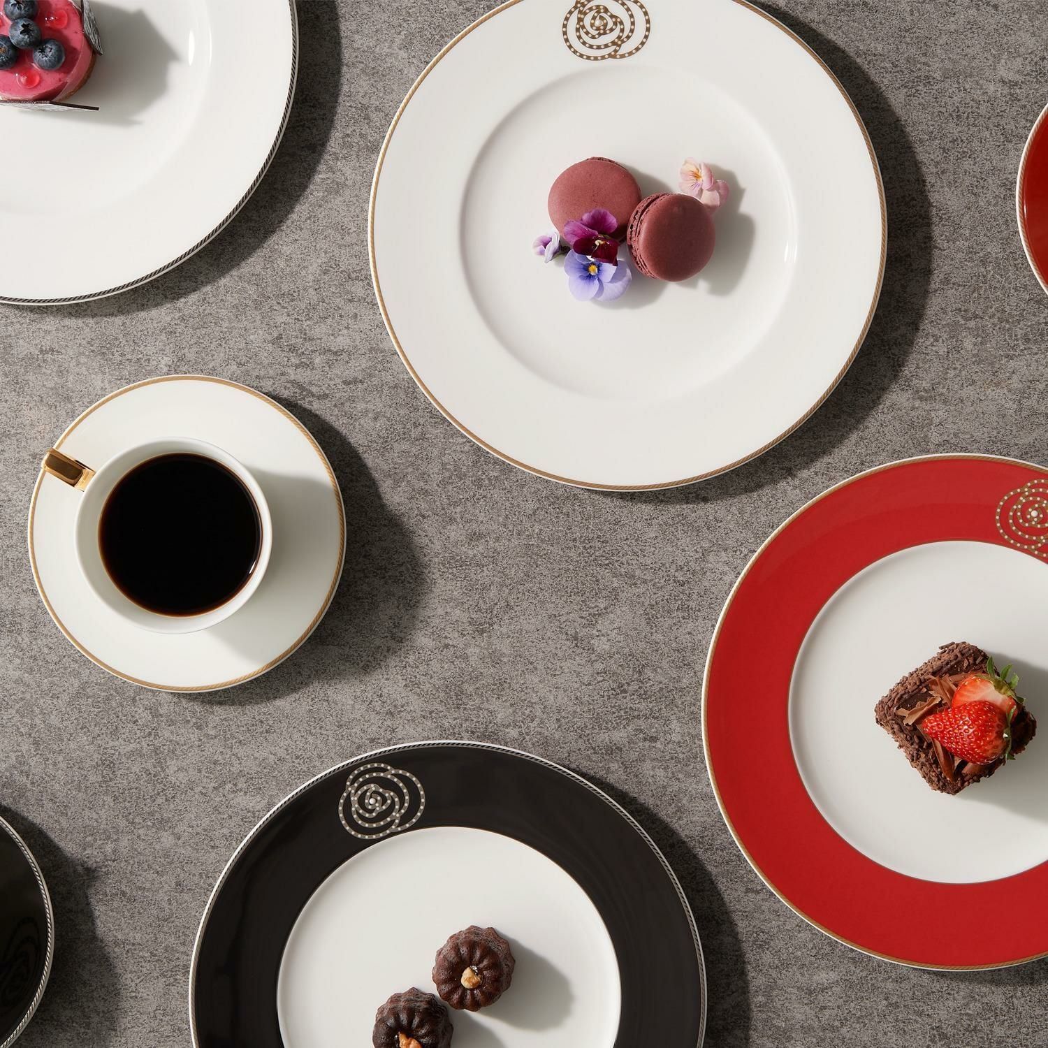 Đĩa tròn cỡ vừa (đặc biệt - Đỏ) đường kính 24,5cm sứ xương | Noritake Aidan Gold 4941-1L - 97316