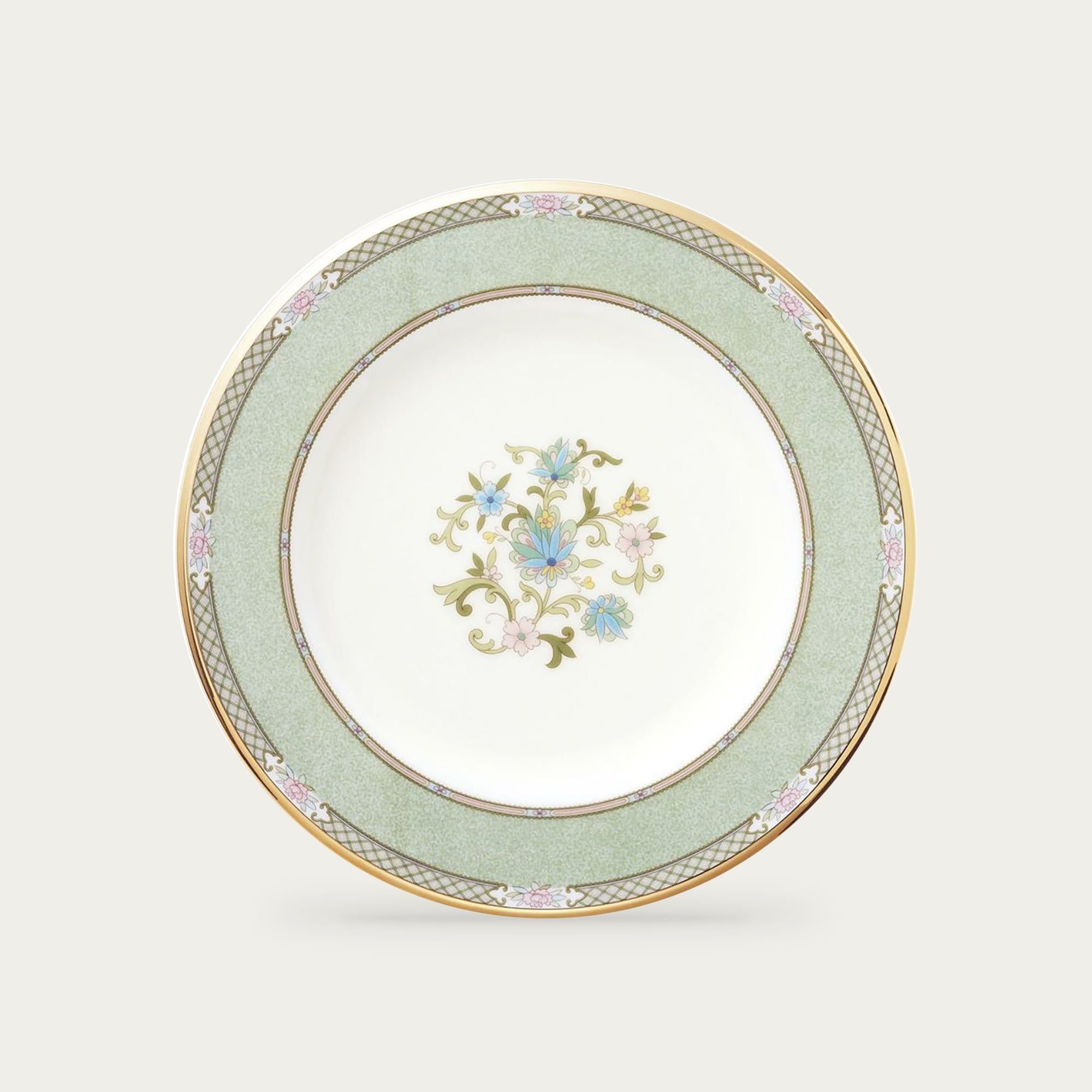 Đĩa tròn cỡ vừa đường kính 21,8cm loại đặc biệt (màu xanh lá) sứ xương Nhật Bản | Yoshino 9983-5J - 59511