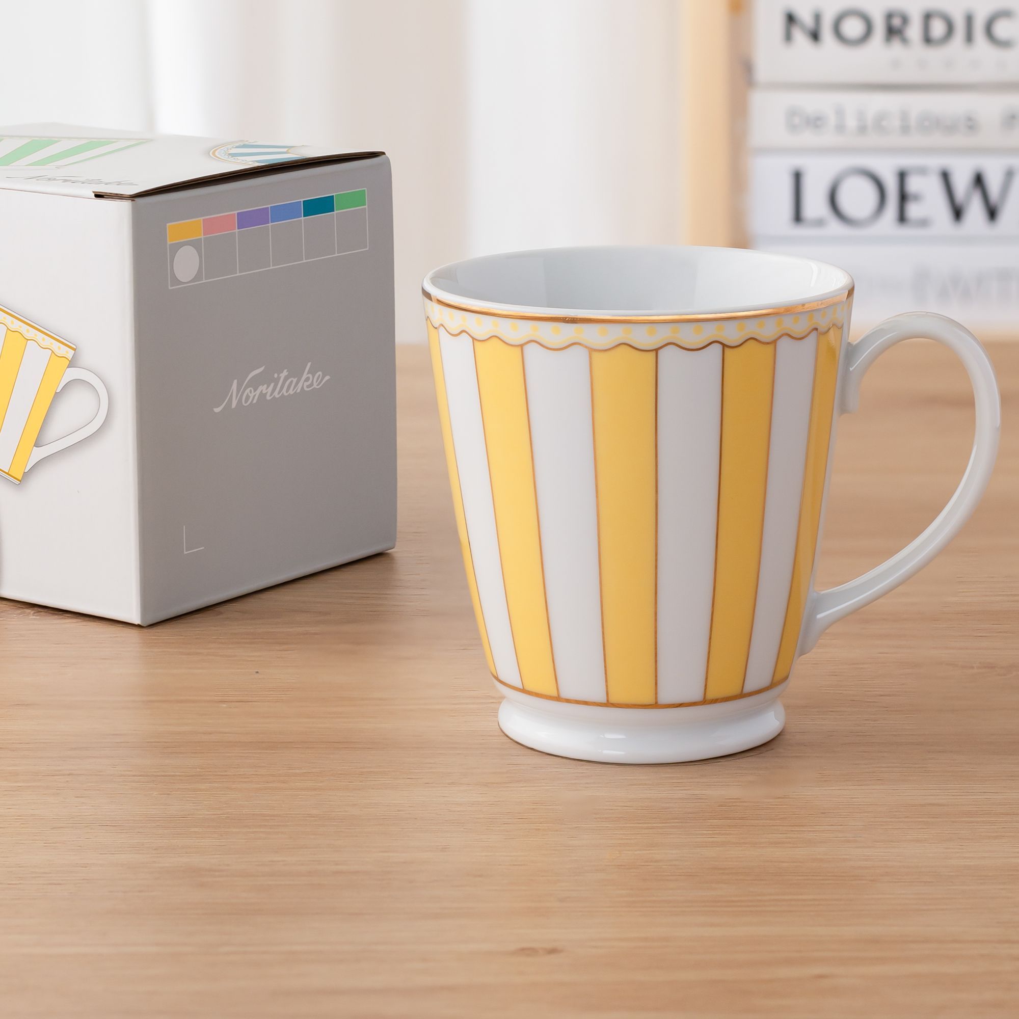 Cốc uống nước, cà phê 370ml (vàng pastel) sứ trắng | Noritake CRNIVL Yellow M-250L - Q001A