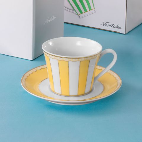  Chén trà (tách trà) 250ml (vàng pastel) kèm đĩa lót sứ trắng | Noritake CRNIVL Yellow M-250L - T002B 