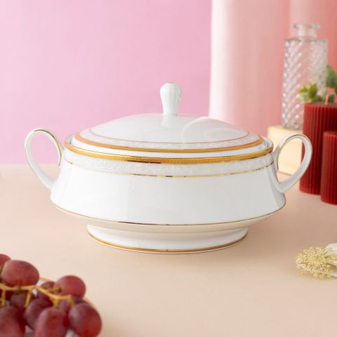  Âu cơm (thố cơm) có nắp dung tích 1.800ml sứ trắng | Noritake Hampshire Gold 4335L - 91129 